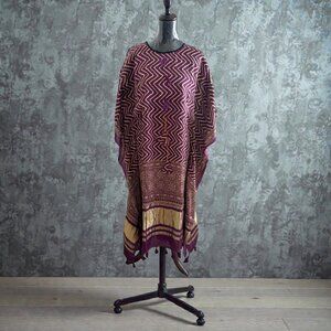 Wine Purple Gaji Silk Kaftan Dress